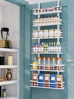 Over Door Pantry Organizer Hanging Storage Rack Adjustable Metal Shelves